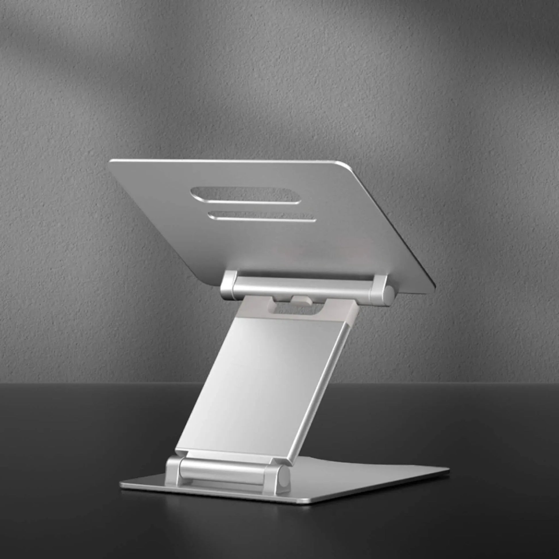 Aluminum Height Adjustable Laptop Stand, silver, ergonomic and sturdy for ideal laptop positioning, from xStore in Qatar.