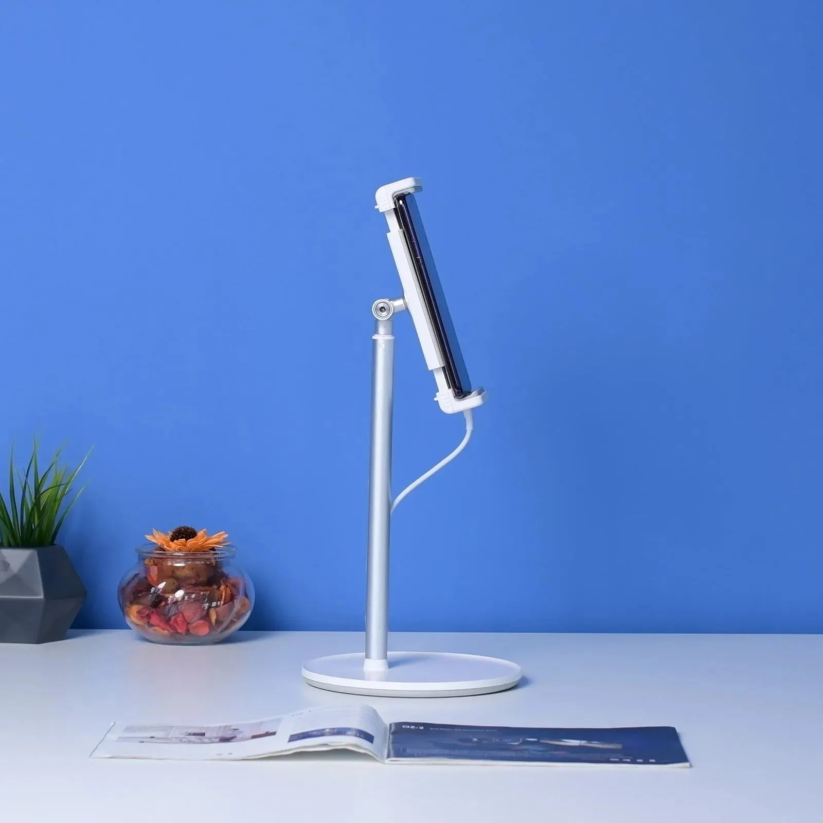 Desktop Stand for Phone & Tablet, gray, stable and adjustable for convenient hands-free use, from xStore in Qatar.