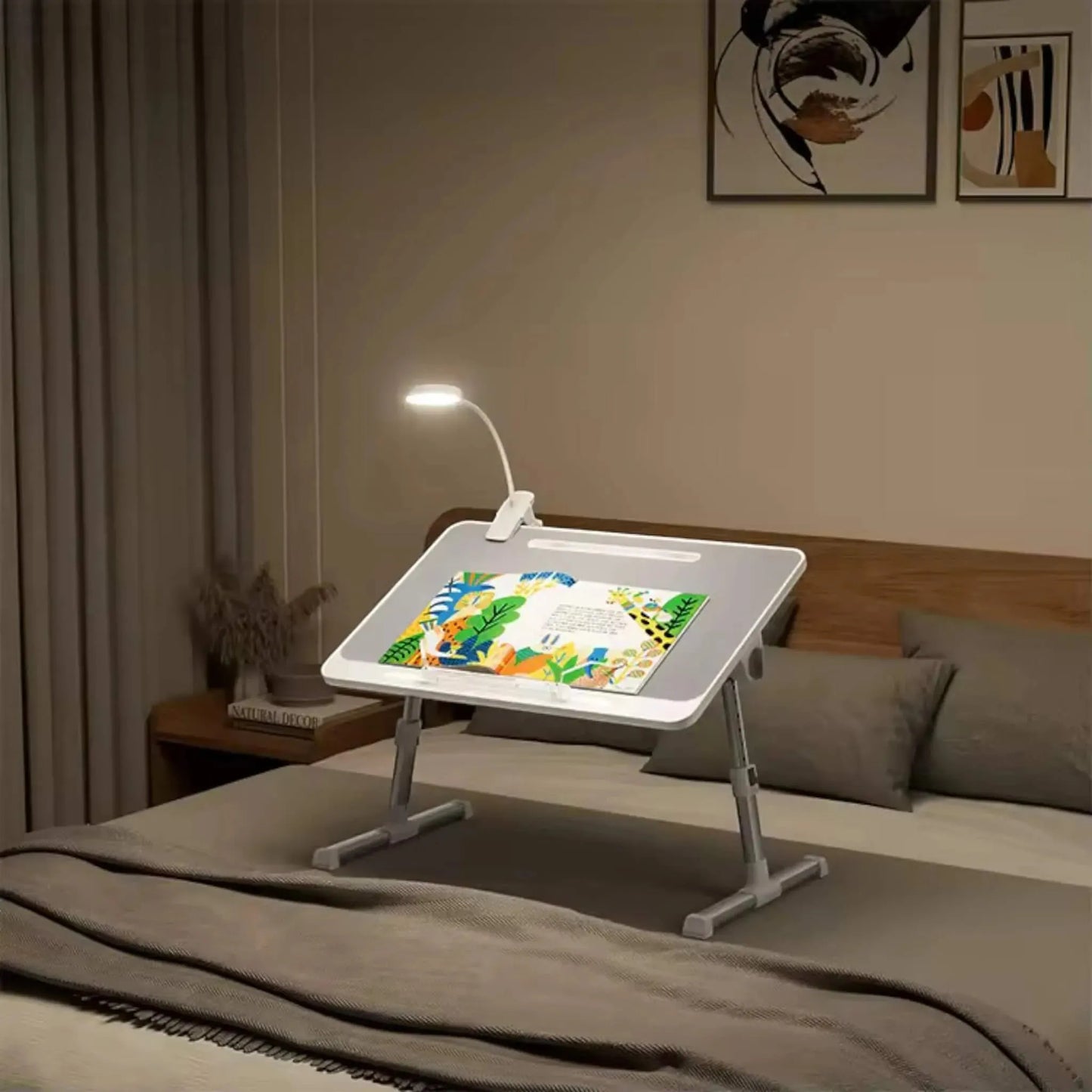 Foldable Laptop Stand Table for Bed or Sofa, portable and adjustable for comfortable use in any space, from xStore in Qatar.