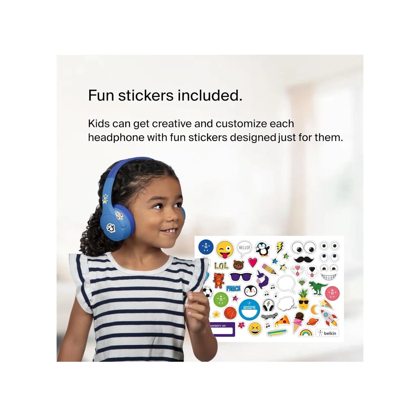 Belkin SOUNDFORM™ Mini Wireless On-Ear Headphones for Kids, safe volume, comfortable fit, for young listeners, from xStore in Qatar