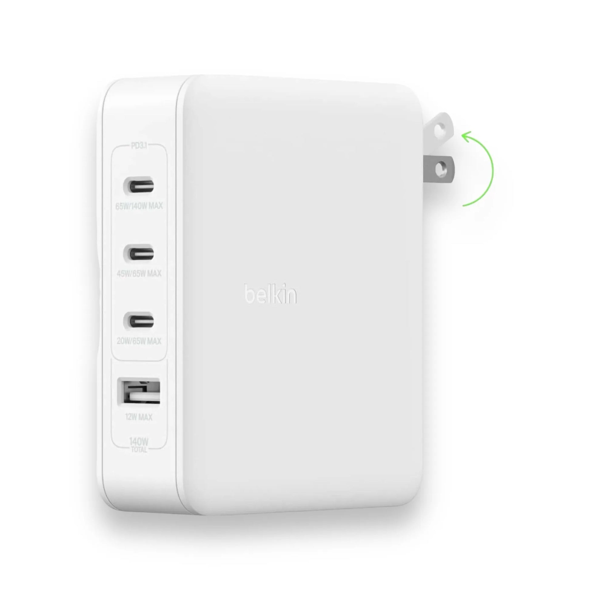 Belkin Boost Charge Pro 140W 4-Port GaN Wall Charger,, powerful multi-device charging, compact, efficient, from xStore in Qatar.