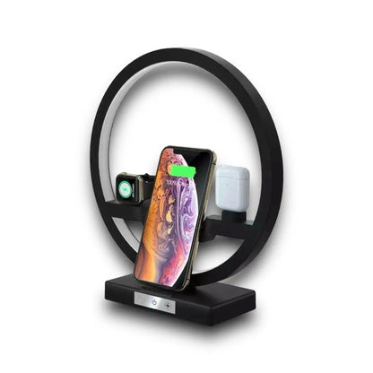 4 in 1 Wireless Charger Stand Lamp - Charges multiple devices, includes lamp and organizer, convenient and compact, at xStore in Qatar.