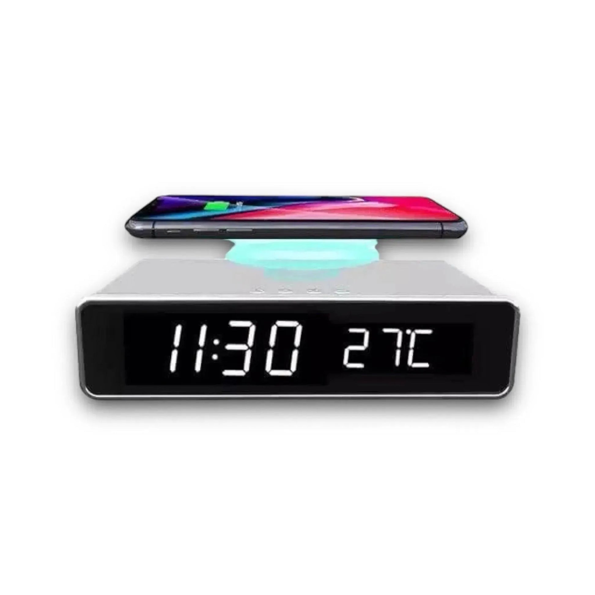 LED Digital Alarm Clock with 10W Fast Qi Charging Stand - Dual-function, clear display, and fast wireless charging, at xStore in Qatar.