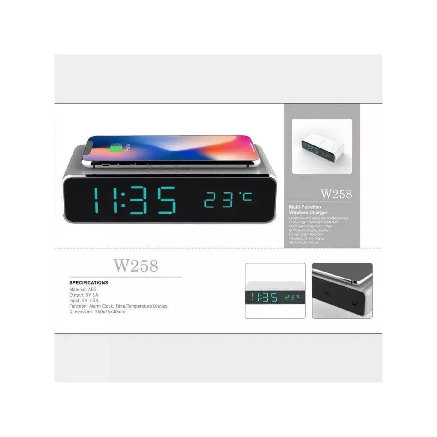 LED Digital Alarm Clock with 10W Fast Qi Charging Stand - Dual-function, clear display, and fast wireless charging, at xStore in Qatar.