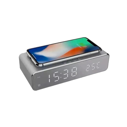 LED Digital Alarm Clock with 10W Fast Qi Charging Stand - Dual-function, clear display, and fast wireless charging, at xStore in Qatar.