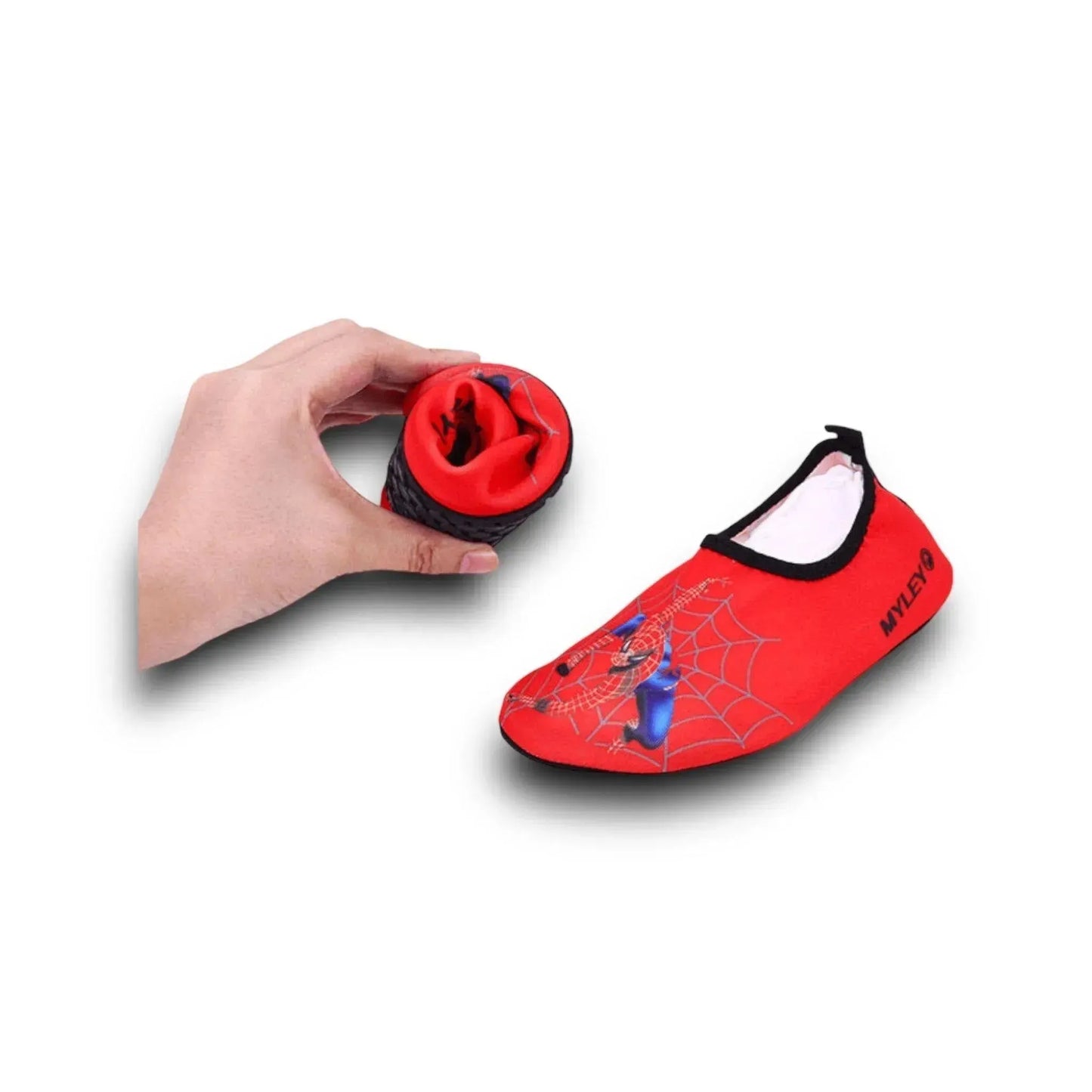 Kids Beach Shoes - Red Spiderman design, comfortable, slip-resistant, ideal for beach play, available at xStore in Qatar.