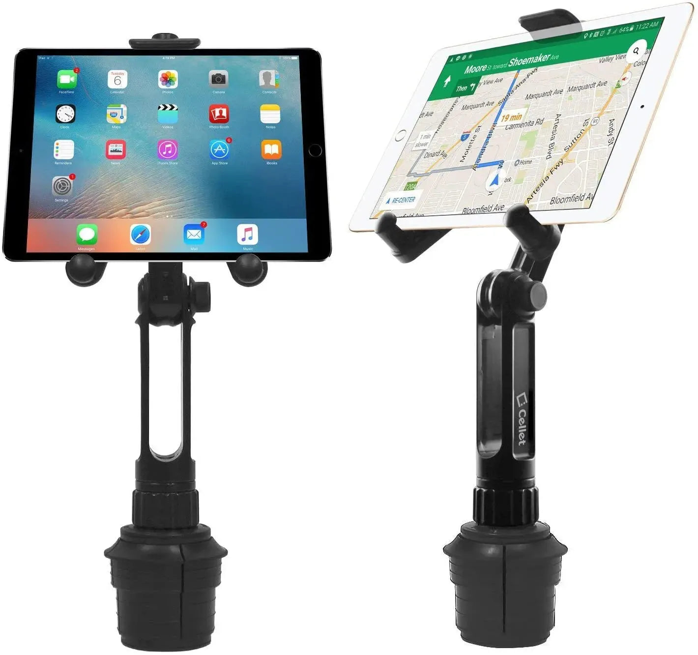 Cellet Tablet Mount with Cup Holder, adjustable and secure, ideal for hands-free use in cars, from xStore in Qatar.