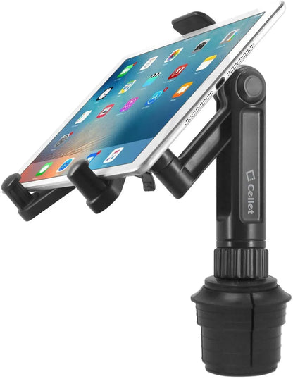 Cellet Tablet Mount with Cup Holder, adjustable and secure, ideal for hands-free use in cars, from xStore in Qatar.