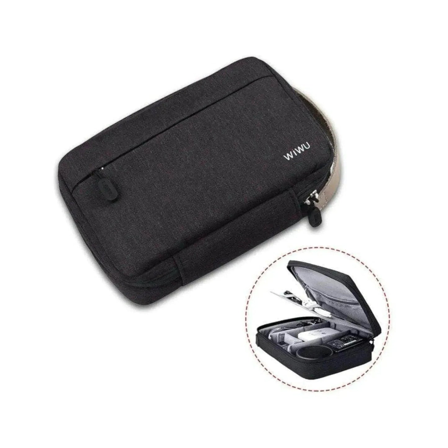 WIWU Storage Bag - 11 inch (Black), compact and protective, ideal for organizing tech accessories, available at xStore in Qatar.